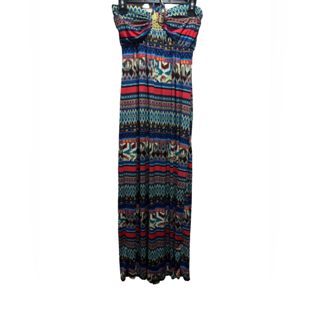 womens Print Strapless Maxi Dress Size Medium